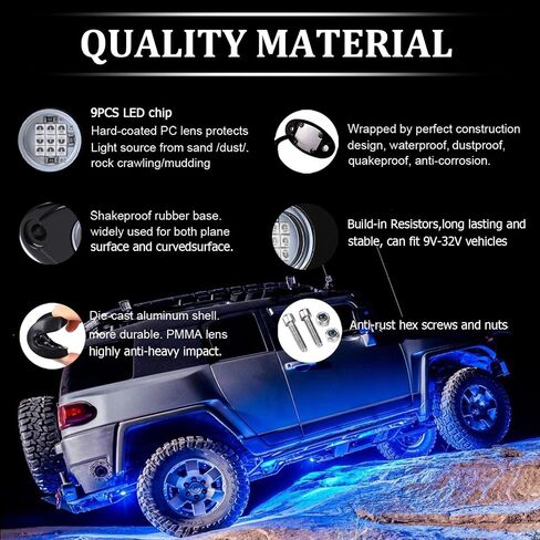 PSEQT 6 Pods White LED Rock Wheel Well Lights Underglow Light لسيارة شاحنة ATV UTV SUV الطرق الوعرة قارب Underbody نيون توهج درب تلاعب مصباح in Kuwait