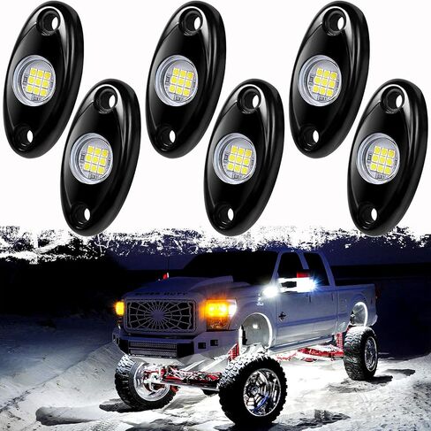 PSEQT 6 Pods White LED Rock Wheel Well Lights Underglow Light لسيارة شاحنة ATV UTV SUV الطرق الوعرة قارب Underbody نيون توهج درب تلاعب مصباح in Kuwait