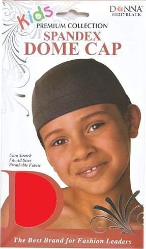 قبعة Donna Kids Spandex Dome - سوداء، قابلة للتمدد للغاية، تناسب جميع المقاسات، نسيج مسامي، قماش in Kuwait