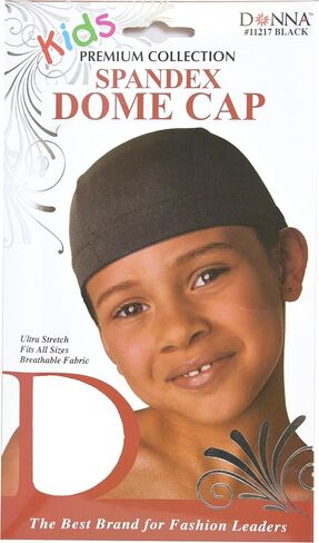 قبعة Donna Kids Spandex Dome - سوداء، قابلة للتمدد للغاية، تناسب جميع المقاسات، نسيج مسامي، قماش in Kuwait