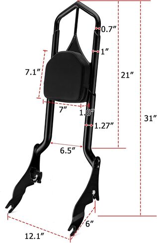 31" Height Passenger Backrest Sissy Bar Compatible with 1997-2008 Harley Touring Road King Road Glide Electra Glide Street Glide FLHR FLTR FLHT FLHX, Chrome in Saudi Arabia
