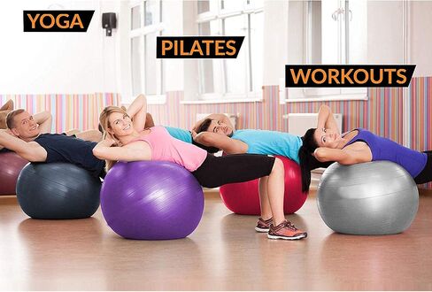 Exercise Ball for Yoga, Fitness, Balance Stability, Extra Thick Professional Grade Balance & Stability Ball - Anti Burst, Workout Program 2020 (Blue, 45cm) in Saudi Arabia