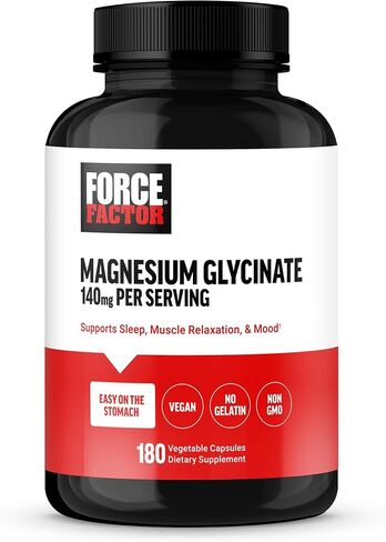Force Factor Magnesium Glycinate, Magnesium Supplement for Women and Men to Support Sleep, Muscle Relaxation, and Mood, Easy on The Stomach, Vegan, 3-Month Supply, 180 Capsules in Saudi Arabia