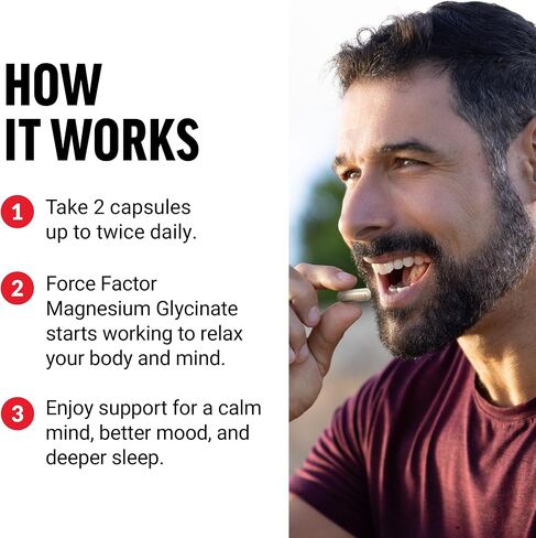 Force Factor Magnesium Glycinate, Magnesium Supplement for Women and Men to Support Sleep, Muscle Relaxation, and Mood, Easy on The Stomach, Vegan, 3-Month Supply, 180 Capsules in Saudi Arabia