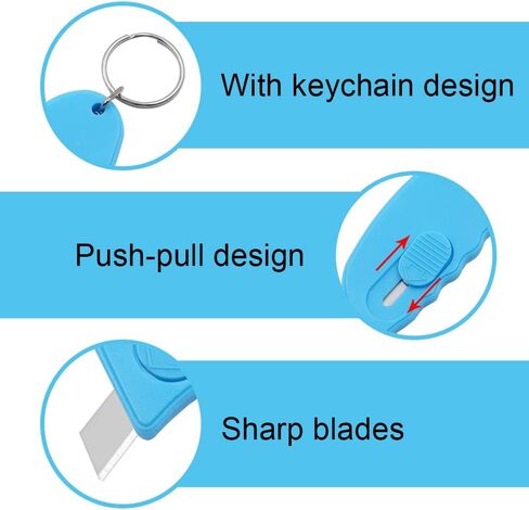 قاطع صندوق صغير محمول صغير لطيف على شكل سلسلة مفاتيح قاطع قابل للسحب، أداة فتح صندوق تغليف قابلة للسحب، قاطع حروف للمكتب والمنزل والمسافرين (لون عشوائي) in Kuwait