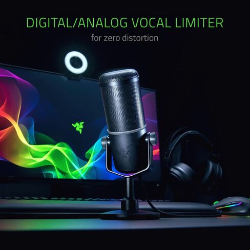 ميكروفون البث USB Razer Seiren Elite: مرشح تمرير عالي بدرجة احترافية - حامل صدمات مدمج - نمط التقاط Supercardiod - ألومنيوم مؤكسد - أسود كلاسيكي in Saudi Arabia