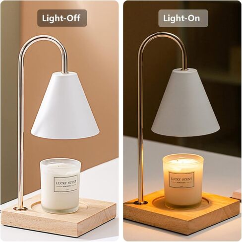 Candle Warmer Lamps, Dimmable Candle Lamp, Top Down Candle Warmers, Wood Base Candle Melting Lamps for Scented Jar Candles with 2 Bulbs (Black Metal Shade) in Saudi Arabia