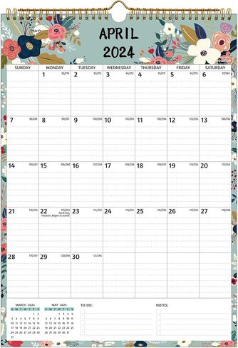Wall Calendar 2024-2025 – Apr.2024 - Sep.2025, Calendar 2024-2025 Wall, 18 Monthly Calendar, 12 x 17 In, 2024-25 Calendar with Large Blocks, Thick Paper, Holidays, To-do ＆ Notes, Great for Organizing in Saudi Arabia
