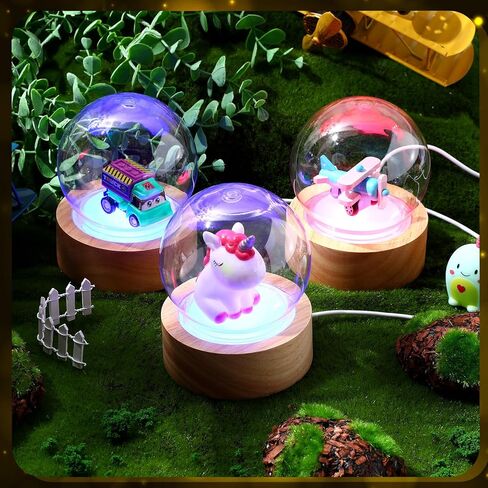 Irenare 12 Pcs 3.9 Inch DIY Snow Globe Kit Clear Plastic Water Globe with 6 Pcs 1.45 Inch High Glow Wood Base for DIY Crafts Christmas Ornaments Keepsake Gift Decoration Plant Terrarium Display in Saudi Arabia