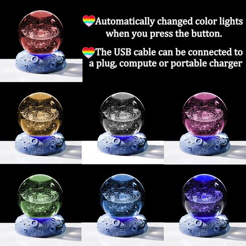 Ornalrist 2.36in. 3D Crystal Ball Engraved Butterfly Gifts for Women Girlfriend Night Light with Space Base, Glass Butterfly Ball Gifts for Butterfly Lover Home Decor Figurine in Kuwait