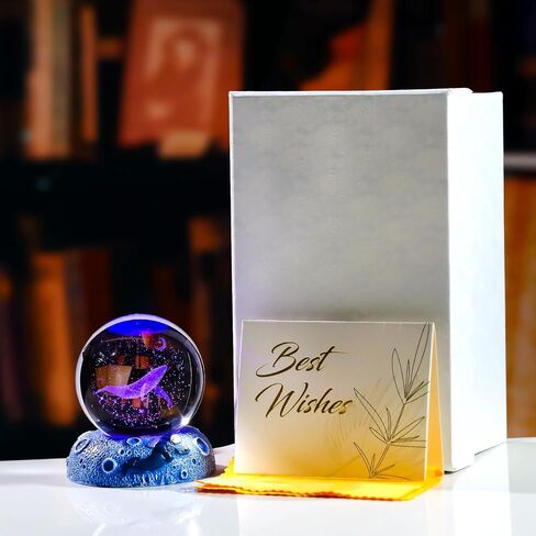 Ornalrist 2.36in. 3D Crystal Ball Engraved Butterfly Gifts for Women Girlfriend Night Light with Space Base, Glass Butterfly Ball Gifts for Butterfly Lover Home Decor Figurine in Kuwait