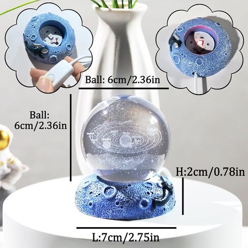 Ornalrist 2.36in. 3D Crystal Ball Engraved Butterfly Gifts for Women Girlfriend Night Light with Space Base, Glass Butterfly Ball Gifts for Butterfly Lover Home Decor Figurine in Kuwait