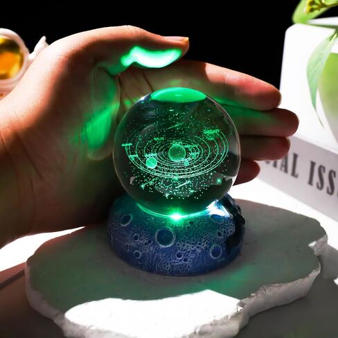 Ornalrist 2.36in. 3D Crystal Ball Engraved Butterfly Gifts for Women Girlfriend Night Light with Space Base, Glass Butterfly Ball Gifts for Butterfly Lover Home Decor Figurine in Kuwait