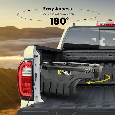 صندوق أدوات تخزين سرير الشاحنة YHTAUTO قابل للقفل متوافق مع 2015-2022 Ford F-150، بدون تخزين حاجز السرير، جانب الركاب، صندوق أدوات جيد للعجلة المتأرجحة المقاومة للماء in Saudi Arabia