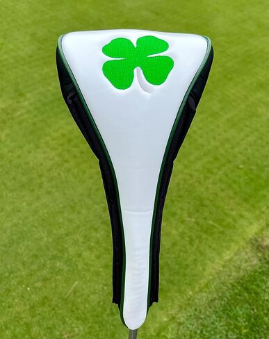 غطاء رأس Lucky Irish Four Leaf Clover Celtic Shamrock للسائقين من Golf - إغلاق مغناطيسي سهل الارتداء والخلع - جلد فاخر - يناسب سائقي 460cc in Kuwait