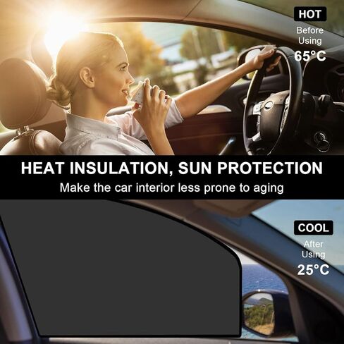 Ouzorp 2 PCS Car Side Window Sun Shades, Back Seat Window Sunshades Privacy Curtains, 100% Block Light for Breastfeeding, Taking a nap, Changing Clothes, Camping，Universal for Car SUV Truck(Black) in Saudi Arabia