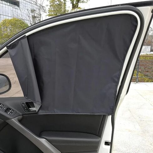 Ouzorp 2 PCS Car Side Window Sun Shades, Back Seat Window Sunshades Privacy Curtains, 100% Block Light for Breastfeeding, Taking a nap, Changing Clothes, Camping，Universal for Car SUV Truck(Black) in Saudi Arabia