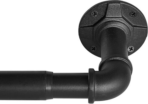 1 Inch Industrial Curtain Rods for Windows 48 to 84 Inches, Blackout Wrap Around Curtain Rod, for Indoor and Outdoor, 35 to 75 Inches, Black in Kuwait