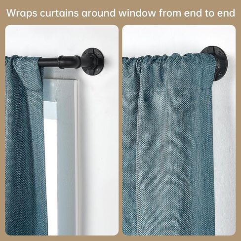 1 Inch Industrial Curtain Rods for Windows 48 to 84 Inches, Blackout Wrap Around Curtain Rod, for Indoor and Outdoor, 35 to 75 Inches, Black in Kuwait