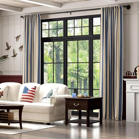 1 Inch Industrial Curtain Rods for Windows 48 to 84 Inches, Blackout Wrap Around Curtain Rod, for Indoor and Outdoor, 35 to 75 Inches, Black in Kuwait