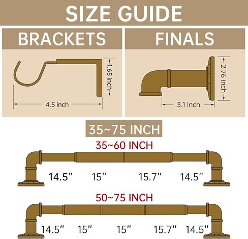 1 Inch Industrial Curtain Rods for Windows 48 to 84 Inches, Blackout Wrap Around Curtain Rod, for Indoor and Outdoor, 35 to 75 Inches, Black in Kuwait