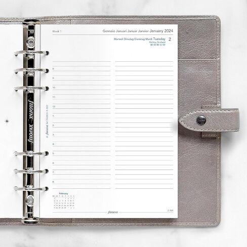 Filofax Calendar Diary Refill, A5 Size, Day on One Page with Appointments, White Paper, Multilingual: Five Languages, 2024 (C68515-24) in Saudi Arabia