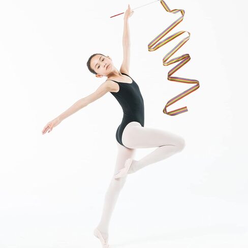 Dance Ribbons Rhythmic Gymnastics Ribbon 78.7 inches Rainbow Streamers 2pcs Dancing Streamers with Ribbon Wand for Artistic Dancing Gymnastics Kids Dancing Talent Shows in Kuwait