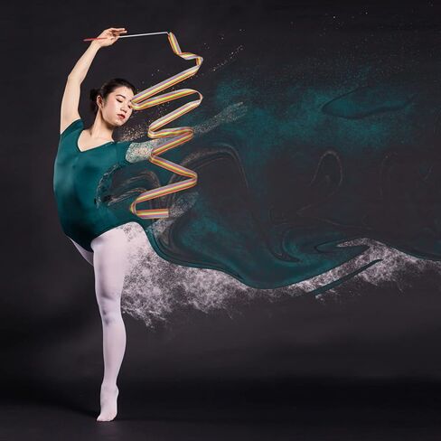 Dance Ribbons Rhythmic Gymnastics Ribbon 78.7 inches Rainbow Streamers 2pcs Dancing Streamers with Ribbon Wand for Artistic Dancing Gymnastics Kids Dancing Talent Shows in Kuwait