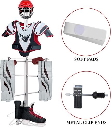 رف تجفيف معدات الهوكي رف تجفيف معدات الهوكي المعدنية رف تجفيف معدات الهوكي الرياضية رف جاف للتجفيف والتخزين مع 4 مشابك معلقة قابلة للتعديل وسوار معصم لجميع الأعمار، سهل التجميع in Kuwait