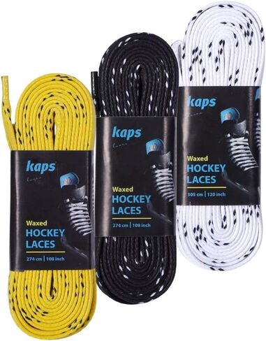 Kaps Professional Ice Hockey Skate Laces Waxed, Inline Roller Blading Skating, Quality Cotton, Made in Europe in Saudi Arabia