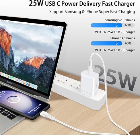 25W Samsung Fast Type C Charger for Samsung Galaxy A15 5G A54 A14 5G A25 A53 A23 A13 A03s A04s S24 Ultra S23 S22 S21 FE S20 Z Fold 5 Flip 5,Pixel 8 Pro 7a,USB C Charger Block 6FT C Type Charging Cord in Saudi Arabia