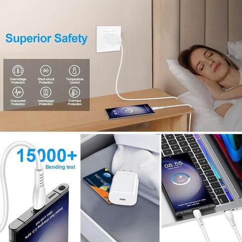25W Samsung Fast Type C Charger for Samsung Galaxy A15 5G A54 A14 5G A25 A53 A23 A13 A03s A04s S24 Ultra S23 S22 S21 FE S20 Z Fold 5 Flip 5,Pixel 8 Pro 7a,USB C Charger Block 6FT C Type Charging Cord in Saudi Arabia