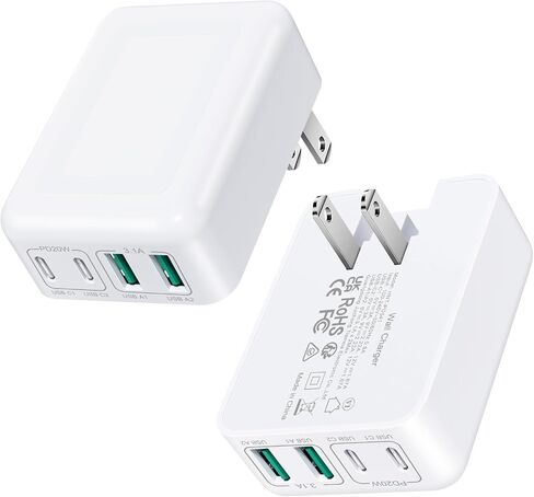 2Pack Flat USB C Charger Block, 40W 4Port Foldable+Slim Fast Charger Block in Saudi Arabia