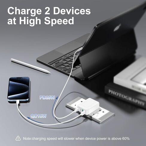 2Pack Flat USB C Charger Block, 40W 4Port Foldable+Slim Fast Charger Block in Saudi Arabia