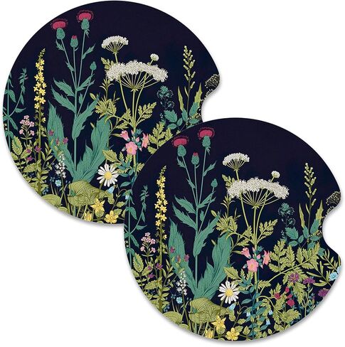 Nipichsha Car Cup Holder Coasters, Car Coasters for Cup Holders, 2 Pack Anti Slip Insert Coasters, Rubber Car Cup Mat with A Finger Notch, Cute Car Interior Accessories for Women, Abstract Boho Leaf in Kuwait