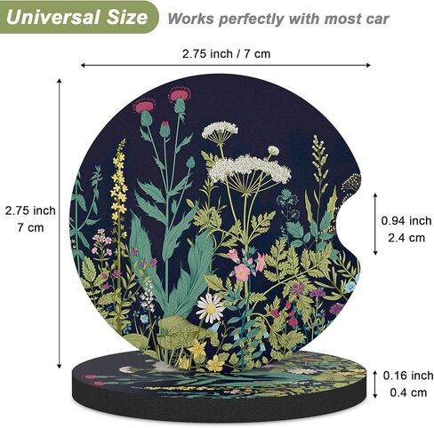 Nipichsha Car Cup Holder Coasters, Car Coasters for Cup Holders, 2 Pack Anti Slip Insert Coasters, Rubber Car Cup Mat with A Finger Notch, Cute Car Interior Accessories for Women, Abstract Boho Leaf in Kuwait