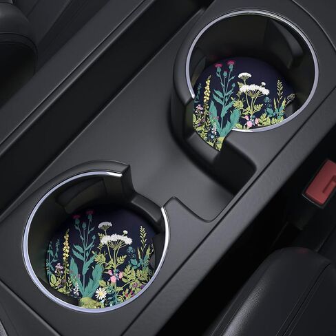 Nipichsha Car Cup Holder Coasters, Car Coasters for Cup Holders, 2 Pack Anti Slip Insert Coasters, Rubber Car Cup Mat with A Finger Notch, Cute Car Interior Accessories for Women, Abstract Boho Leaf in Kuwait