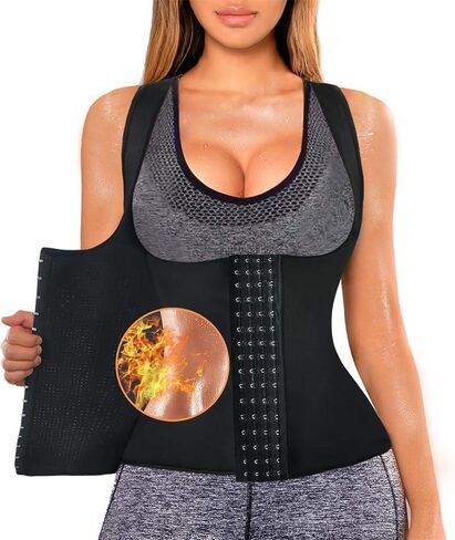 Sweat Waist Trainer Girdle Workout Sauna Tank Top Vest for Women Weight Loss Exercise, Double Tummy Slimmer in Saudi Arabia