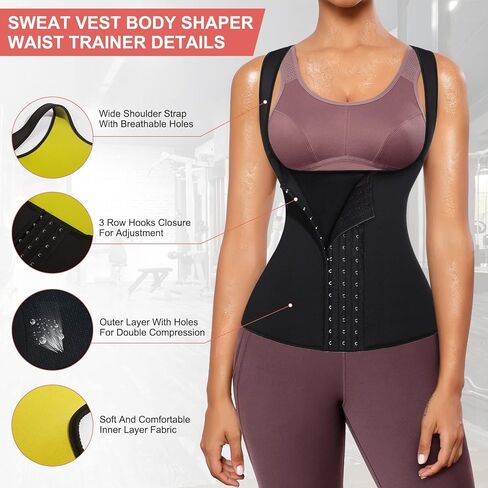 Sweat Waist Trainer Girdle Workout Sauna Tank Top Vest for Women Weight Loss Exercise, Double Tummy Slimmer in Saudi Arabia