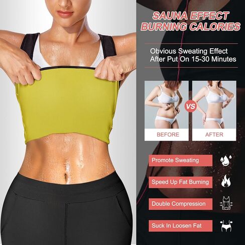 Sweat Waist Trainer Girdle Workout Sauna Tank Top Vest for Women Weight Loss Exercise, Double Tummy Slimmer in Saudi Arabia