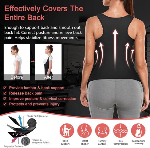 Sweat Waist Trainer Girdle Workout Sauna Tank Top Vest for Women Weight Loss Exercise, Double Tummy Slimmer in Saudi Arabia