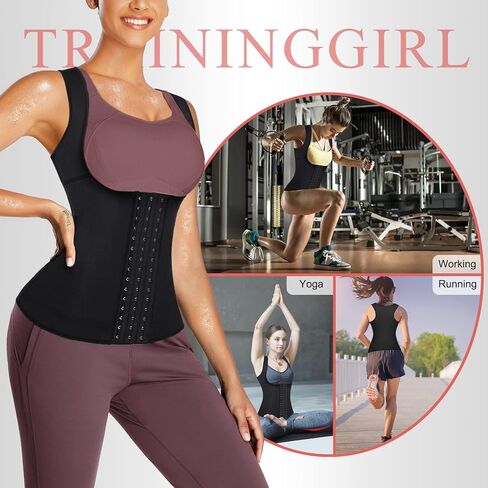 Sweat Waist Trainer Girdle Workout Sauna Tank Top Vest for Women Weight Loss Exercise, Double Tummy Slimmer in Saudi Arabia