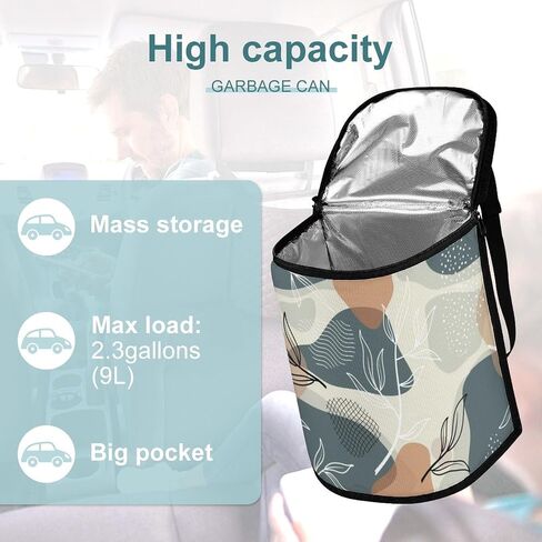 Goth Halloween Skull Car Trash Can with Lid, Gothic Car Accessories Leak-Proof Waterproof Car Garbage Bin Collapsible Portable Car Storage Organizer Large Capacity Trash Bag for Car SUV Trucks in Saudi Arabia