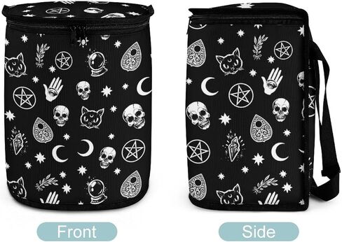 Goth Halloween Skull Car Trash Can with Lid, Gothic Car Accessories Leak-Proof Waterproof Car Garbage Bin Collapsible Portable Car Storage Organizer Large Capacity Trash Bag for Car SUV Trucks in Saudi Arabia