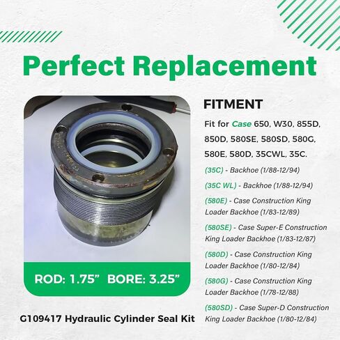 G109417 Hydraulic Cylinder Seal Kit Fits for Case 35CWL 580D 580E 580G 580SD 580SE 650 850D 855D W30 in Saudi Arabia