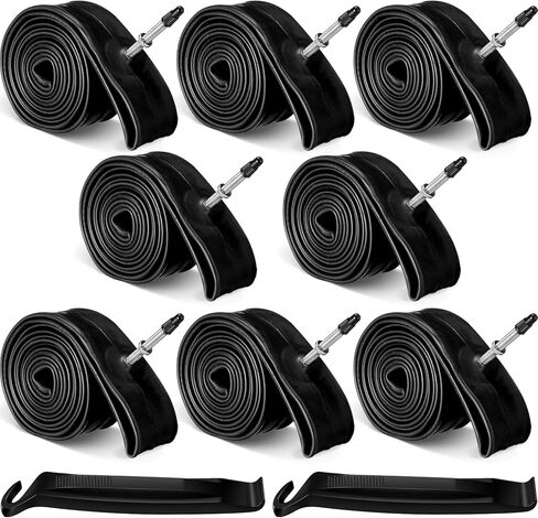 8 قطع من أنابيب الدراجة مع 2 رافعة للإطارات، أنابيب داخلية للدراجة، أنبوب إطار الدراجة 26 × 1.75-2.125 بوصة، صمام بريستا/فرنسي 48 مم يناسب 1.75/1.85 1.95/2.0/2.10/2.125 أنبوب داخلي لدراجة الأطفال الطريق MTB in Kuwait