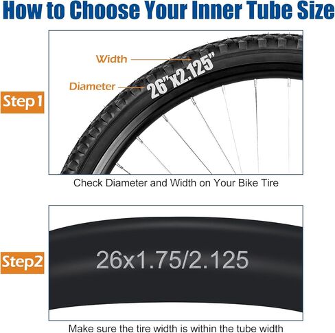8 قطع من أنابيب الدراجة مع 2 رافعة للإطارات، أنابيب داخلية للدراجة، أنبوب إطار الدراجة 26 × 1.75-2.125 بوصة، صمام بريستا/فرنسي 48 مم يناسب 1.75/1.85 1.95/2.0/2.10/2.125 أنبوب داخلي لدراجة الأطفال الطريق MTB in Kuwait