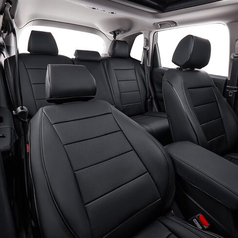أغطية مقاعد EKR ملائمة حسب الطلب لسيارة Honda CRV 2023 2024 - مجموعة كاملة، جلد (أسود) in Kuwait
