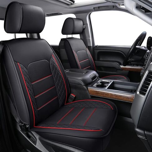 غطاء المقعد الأمامي LUCKYMAN CLUB Chevy Silverado/Sierra X04-S3، مناسب لطاقم 2007-2024 1500/2500 HD/3500 HD، كابينة عادية، مزدوجة/ممتدة مع جلد صناعي مقاوم للماء (أمامي فقط، أسود) in Kuwait