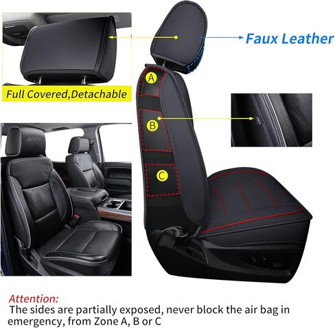 غطاء المقعد الأمامي LUCKYMAN CLUB Chevy Silverado/Sierra X04-S3، مناسب لطاقم 2007-2024 1500/2500 HD/3500 HD، كابينة عادية، مزدوجة/ممتدة مع جلد صناعي مقاوم للماء (أمامي فقط، أسود) in Kuwait